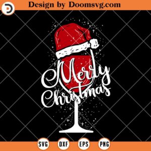 Wine Glass Santa Hat SVG, Christmas Wine SVG