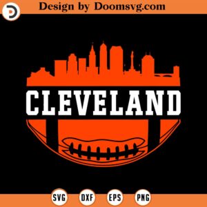 Vintage ClevelandFootball Ohio CLE Skyline Retro Brown Gift SVG Design Download, Baseball SVG, Baseball SVG