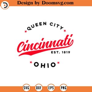 Vintage Cincinnati Ohio Queen City Red Text Tank Top SVG Design Download, Baseball SVG, Baseball SVG