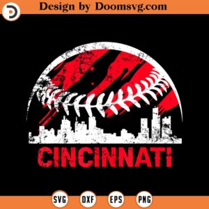 Retro Vintage Cincinnati Skyline Baseball Apparel Men Women SVG Design Download, Baseball SVG, Baseball SVG