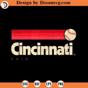 Red Cincinnati Baseball Softball City Ohio Retro Cincinnati SVG Design Download, Baseball SVG, Baseball SVG