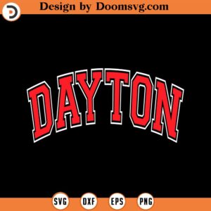 Dayton Ohio Varsity Style Red Text SVG Design Download, Baseball SVG, Baseball SVG