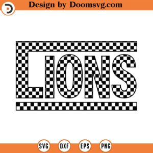 Checkered Lions Svg, Lions Png, Lions Shirt, Lions Clipart, Cheer Mom T-Shirt Cut File Cricut, Png Pdf, Vector, Stencil