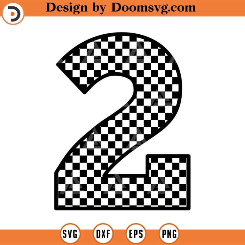 Checkered Number Two Svg, Checkered 2 Svg, Checkerboard Svg, Checkers