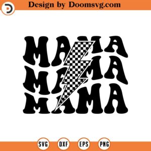 Mama Svg, Checkered Lightning Bolt Svg, Mama Png, Racing Mama T-shirt Design, Race Mama Sublimation Cut File Cricut, Png Pdf Eps, Vector