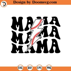 Mama Svg, Softball Lightning Bolt Svg, Mama Png, Softball Mom T-shirt Design, Sports Mama Sublimation Cut File Cricut, Png Pdf, Vector