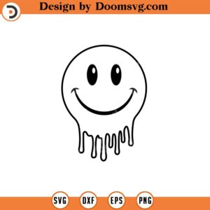 Melted Happy Face Svg, Dripping Happy Face, Retro Melting Happy Face PNG, Good Vibes Only Cut File Cricut, Silhouette, Png Pdf, Vector