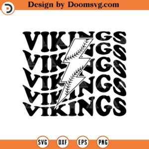 Vikings Svg, Baseball Lightning Bolt Svg, School Spirit, Team Mascot, Vikings Png, Sports Cheer Mom Shirt Cut File Cricut, Png Pdf, Vector