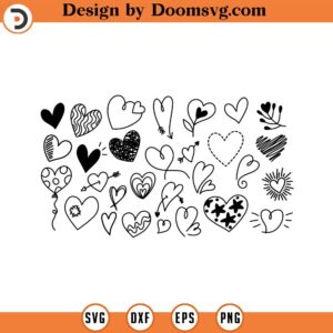 Doodle Heart SVG Bundle Svg Bundle Self Love Svg Heart SVG Sketch Handdrawn clipart Name Frame svg Cut Files Cricut Silhouette 119