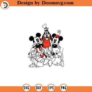 Retro Mickey Group SVG Fab 5 SVG Sublimation Cricut Machine Mickey Minnie Goofy Donald Duck Pluto Daisy Pdf Jpg Png