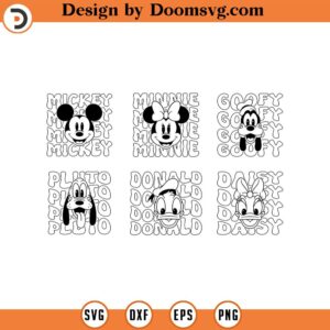 Retro Mickey Bundle SVG Magical Mouse SVG Minnie Pluto Goofy Donald Png Mickey and Friends SVG Cricut Cut File Printable Design