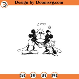 Mouses Kissing SVG Mickey Valentine Mickey Sketch SVG Valentine Png Sublimation Design Circuit Cut File Pdf Jpg