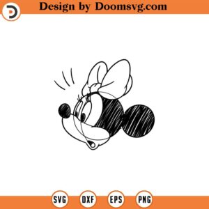Minnie Mouse Head Sketch SVG Vintage Minnie Sketch SVG Minnie PNG Sublimation T Shirt Circuit Cut File Printable Design Jpg