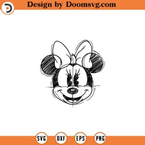 Minnie Mouse Head Sketch SVG Retro Minnie Sketch SVG Minnie PNG Sublimation Design Circuit Cut File Printable Design Pdf Jpg