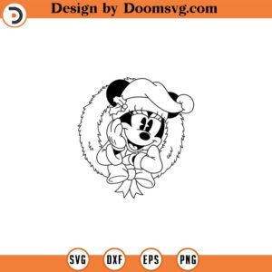 Minnie Mouse Christmas SVG Minnie Holiday Wreath Christmas Shirt SVG Christmas PNG Sublimation Design Circuit Cut File Pdf Jpg