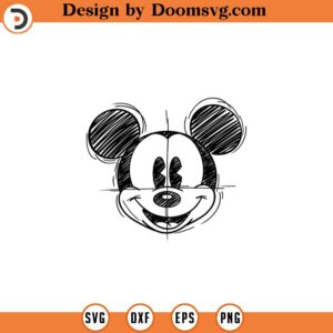 Mickey Mouse Head Sketch SVG Retro Mickey Sketch SVG Mickey PNG Sublimation Design Cricut Cut File Printable Design Pdf Jpg