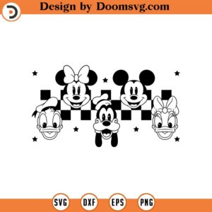 Mickey and Friends SVG Checkered Mouse SVG Sublimation Cricut Machine Mickey Minnie Goofy Donald Duck Daisy Pdf Png