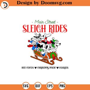 Main Street Sleigh Rides Svg Png, Christmas Mouse And Friends, Christmas Squad Svg Png, Christmas Friends Svg Png, Cricut Sublimation