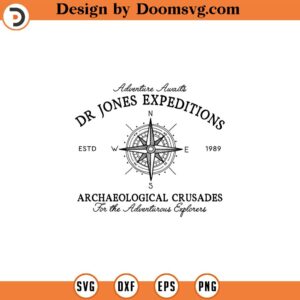 Dr Jones Expeditions SVG Indiana Jones SVG Archaeological PNG Sublimation Printable Design Vinyl Cut File Pdf Jpg Png