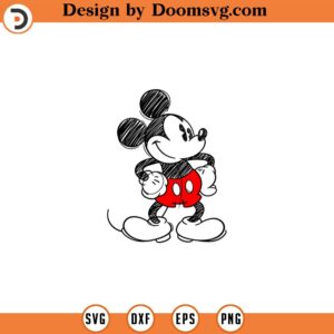 Classic Mickey Mouse Sketch SVG Retro Mickey SVG Mickey PNG Sublimation Design Cricut Cut File Printable Design Pdf Jpg