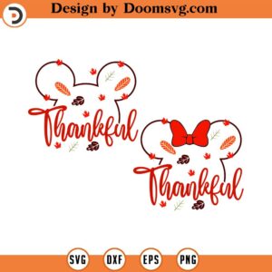 Bundle Thankful Autumn Leaves Svg, Thanksgiving Mouse, Fall Svg, Happy Fall Svg, Autumn Mouse Svg, Svg, Png Files For Cricut Sublimation