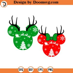 Bundle Christmas Head Svg, Magic Reindeer Svg, Mouse Christmas Svg, Magic Castle Christmas Svg, Christmas Holiday Svg Png Files For Cricut