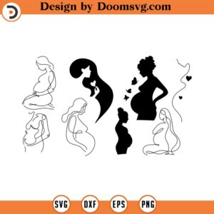 Baby svg Pregnant Woman Plotter File Svg Bundle Line Art Svg Motherhood Cricut Pregnancy Silhouette Mum Download INSTANT DOWNLOAD