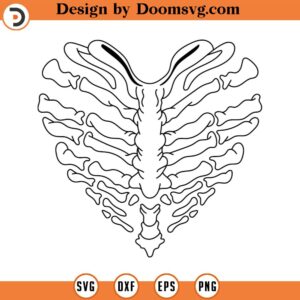 Heart Rib Cage Svg, Human Skeleton Svg, heart clipart, Vector Cut file for Cricut, Silhouette, Decal, Sticker, Vinyl, Pin