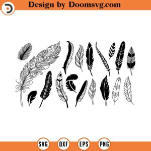 Feather Svg Feather Png Birds Feather Svg Realistic, Boho and Intricate Feather Bundle Svg + Png INSTANT DOWNLOAD