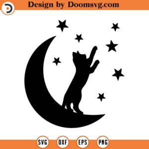 Cat clipart cat svg Moon Cat SVG, Cat SVG Files, Moon Star Animal, Cat Silhouette, Cat With Star, Magical Cat