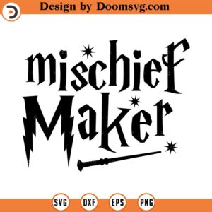 Mischief Maker, SVG Cut File, Hand drawn, Cricut, Silhouette, Wand, T-shirt, Shirt, Decal, Design, Wizard, Magic