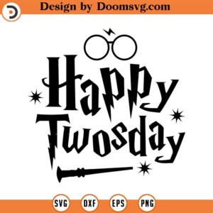 Happy Twosday, SVG Cut File, Hand drawn, Cricut, Silhouette, Wand, T-shirt, Shirt, Decal, Design, Wizard, Magic