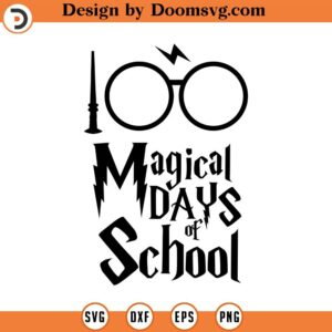 100 Magical Days of School, SVG Cut File, Hand drawn, Cricut, Silhouette, T-shirt, Shirt, Decal, Design, Wizard, School