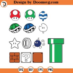 Super Mario World Icons - 2024 - Silhouettes Digital Download, SVG, PNG, Cricut, Silhouette Cut File, Vector Instant Download