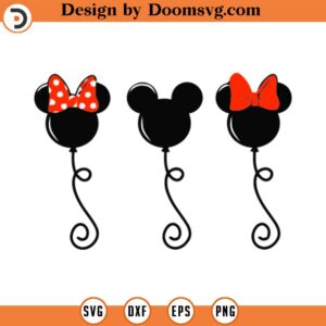 Mickey, Minnie, Birthday Ballons - SVG, PNG, Cricut, Silhouette, Cut File, TShirt, Iron on, Transfer, Instant Download