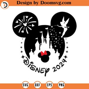 2024 Minnie Ears, Tinker Bell Castle, Minnie - Silhouettes Digital Download, SVG, PNG, Cricut, Silhouette Cut File, Vector Instant Download