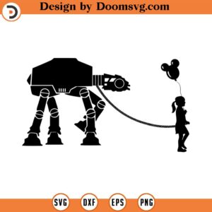 Girl walking AtAt SVG, Star wars SVG, Star wars png, Hollywood Studios svg, Galaxy Edge Svg, Png, Dxf, Eps, star wars cricut cut file