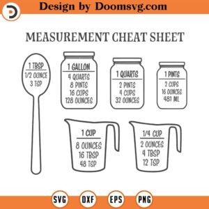 Measurement Cheat Sheet SVG, Kitchen Conversion Chart Svg, Vector Image SVG, Pdf, Dxf, Cricut, Cut Files, Silhouette Files, Download, Print