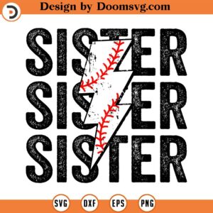 Digital Png File Softball Sister Stacked Distressed Lightning Bolt Printable Waterslide Iron on Sublimation Design INSTANT DOWNLOAD