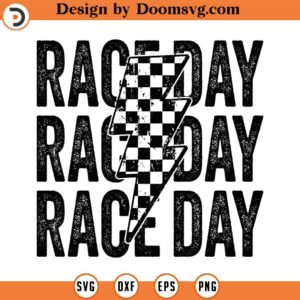 Digital Png File Race Day Stacked Distressed Checker Lightning Bolt Printable Waterslide Dtf T shirt Sublimation Design INSTANT DOWNLOAD